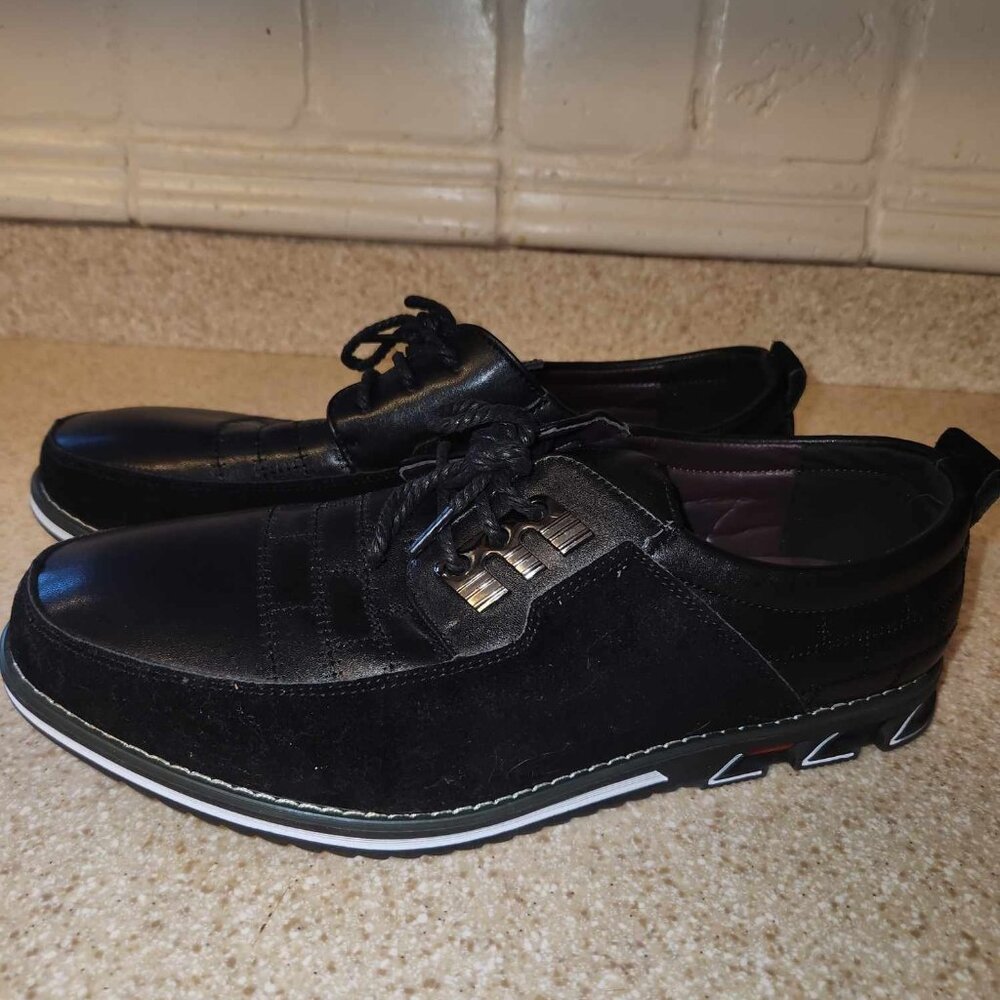 Men’s Gatsby Black Oxford Derby Orthopedic Leather Shoes Classic US 11